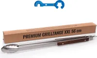 XXL Grillzange extra lang 56 cm BBQ Edelstahl + Gasflaschenschlüssel Camping