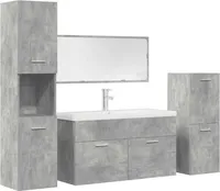 Möbel 5-tlg. Badmöbel-Set Betongrau Holzwerkstoff 3324897