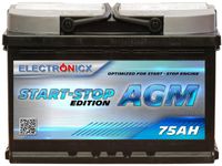 Electronicx AGM Autobatterie Starterbatterie Batterie Start-Stop 75AH 12V 750A
