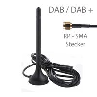 DAB Zimmerantenne Aktiv / DAB+ Magnet Antenne für Stereoanlage / mit SMA Stecker und 2 Meter Kabel / Antenne DAB / DAB Antennenverstärker / DAB+ Zimmerantenne / DAB+ Antenne / NAVITEC  / passend für Pioneer, Sony, Kenwood, Blaupunkt, JVC, Alpine uvm.