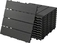 ECD Germany WPC Terrassenfliesen, 30x30 cm, 55er Spar Set für 5m², Anthrazit in Holzoptik, für Garten Balkon Bodenbelag mit Drainage und Klicksystem