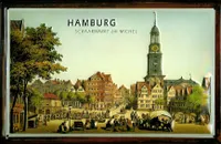 Blechschild Nostalgieschild Hamburg Schaarmarkt mit Michel Hamburgensie Schild retro Werbeschild