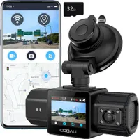 Dashcam Auto Vorne und Innen 2,5K/1080P Mit GPS WiFi Dash Cam Auto Dashboard Recorder mit 1,5" IPS-Bildschirm, Nachtsicht-Loop-Aufnahme, mit 32GB SD