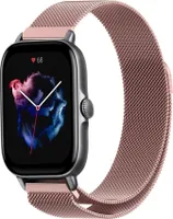 Strap-it Milanese Armband - Kompatibel mit Amazfit GTS 3 Armband Ersatzarmband Edelstahl - Armband mit Magnetverschluss - Hochwertiges Material - für Smartwatch 20mm Armband Rosa