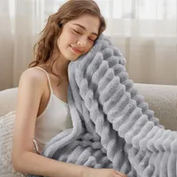 OKWISH Kuscheldecke 150x200 cm SUPER SOFT Flanell Wohndecke Flauschige Winter Decke Sofadecke Fleecedecke Hellgrau