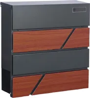 Briefkasten mit Zeitungsrolle, Wood 1, Postkasten mit Zeitungsfach