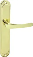 DOMINO Türgriff Blind Drückergarnitur | Langschildgarnitur | Türklinke für Zimmertür, Bürotür, Kellertür & Innentür | L-Form | Türbeschläge aus Aluminium |Gold Türdrückergarnitur | NOVA 1