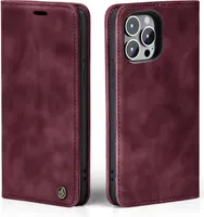 Handy Hülle für Apple iPhone 14 Pro Klapphülle Bookcase Flip Cover Handy Tasche Etui Farbe: Weinrot