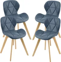 Älmhult Jídelní židle sada 4 židlí 81x57 cm Imitace kůže Židle z bukového dřeva Židle do obývacího pokoje Kuchyňská židle modrá
