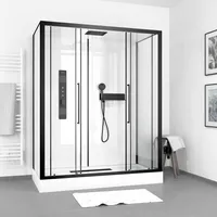 Dusche Komplett MARWELL Duschkabine Fertigdusche White Urban XXL 85 x 160 x  215 cm - Komplett Set inkl. Duschwanne und Armatur - hochwertiges Aluminiumprofil System