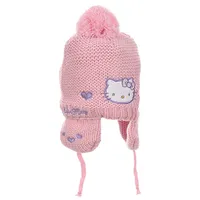 Baby Mütze gestrickt mit Fleece-Futter Hello Kitty Rosa 44 cm