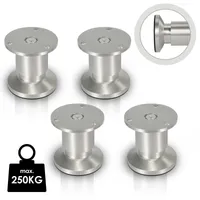 4X Möbelfüße Couch Stützfuß Verstellbar Schrankfuß Schrank Sofafuß Bettfüße-Aluminium-60mm