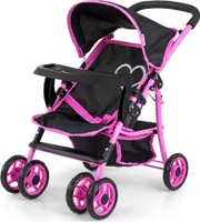 Milly Mally Kate skladací kočík pre bábiky, pre dievčatá od 3 rokov, so strieškou, penovými kolesami, popruhmi Prestige Black
