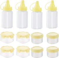 Mini Squeeze Flaschen 12er Set, Quetschflasche, Salatdressing Behälter, Outdoor Picknick Grill Gewürzflaschen, Gewürzbox, Gelb