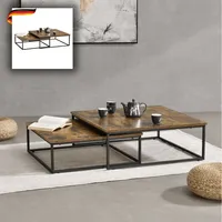 DELUKE® Couchtisch 2er Set CUCI - Zusammenschiebbar | Sofatisch eckig Stubentisch Wohnzimmertisch Kaffeetisch Beistelltisch Tisch für Couch