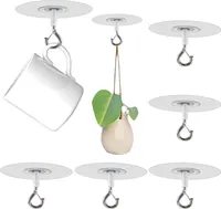 Beautigeir 6 Stück Deckenhaken, Haken Selbstklebend, Ohne Bohren Handtuchhaken, Transparent Haken Wasserdicht Wandhaken
