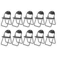 H.J WeDoo 10er Set Metall Klappstuhl mit Polster - schwarz - Beistellstuhl Gästestuhl mit Polster, Bequemer Klappstuhl für Gäste, Küche, Camping