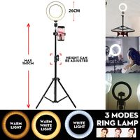 26cm dimmbare LED-Ringlicht Fülllicht für Make-up Telefon Videofotografie live mit 160cm Stativ + Telefonclip