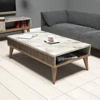 Skye Decor, Milan - Walnut, White Marble, Couchtische, Nussbaum, 105 x 34,6 x 60 cm