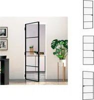 vidaXL Drzwi wewnętrzne czarne 76x201,5 cm szkło hartowane i aluminium slim - Drzwi wejściowe