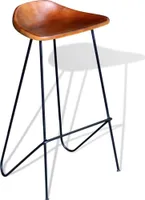 vidaXL Barhocker 2 Stk. Schwarz und Braun Echtleder
