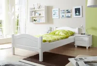 TiCAA Massivholz Einzelbett Rita Kiefer Weiß