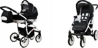 BabyLux® Largo | 2in1 Kinderwagen Bambimo | Black Dots | Kombikinderwagen | Kinderwagenset | Buggy +