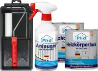 Plid Heizkörperlack 1,5L Weiß Glänzend für ca. 18m² + Lackierset + Anlauger 0,5L
