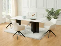 Esstisch - 8 Personen - Keramik & MDF - Marmor-Optik Weiß & Schwarz - SINAN