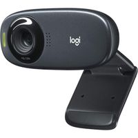 Logitech C310 Webcam, HD 720p, 60° Sichtfeld, Fester Fokus, Belichtungskorrektur, USB-Anschluss, Rauschunterdrückung, Universalhalterung, Schwarz