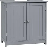 WOLTU Waschbeckenunterschrank Unterschrank Badschrank Waschtischunterschrank Badregal Waschtisch Taubengrau Holz 60x60x30cm
