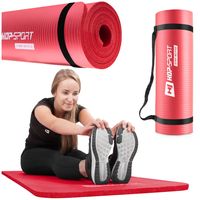 Hop-Sport Gymnastikmatte 1cm  - rutschfeste Yogamatte für Fitness Pilates & Gymnastik mit Tragegurt - Maße 180cm Länge 61cm Breite  - rot