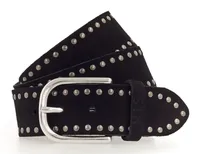 H.I.S 40mm Velour Leather Belt W110 Black