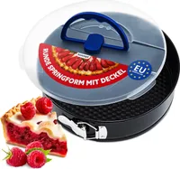 KONZEPT Backform 26cm Springform, Kuchenform Rund mit Deckel, Tortenform mit Transporthaube, Antihaftbeschichtet, Kuchenbehälter, Ideal für Torte, Käsekuchen, Tarte