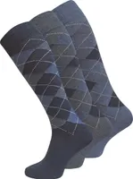 Cotton Prime® Comfort KNIESTRÜMPFE 3 Paar, mit Karos 43-46 blau