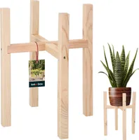 KOTARBAU® Blumenständer Holz natural Kreuz 29 x 29 x 38 cm Pflanzenständer Holz Blumenständer Plant Stand Blumentopfständer für innen Blumentopfregal Blumentopf Ständer Holz