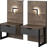 Furniture24 Nachttisch 2 sctk. Arden Nachtschrank mit Beleuchtung und Schublade Schlafzimmer