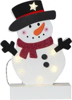 LED světlo do okna "Felix jako sněhulák" - teplá bílá LED - dřevo 25cm x 19cm - baterie + časovač