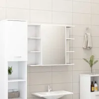 vidaXL Szafka łazienkowa z lustrem biała 80x20,5x64 cm Materiał drewnopochodny