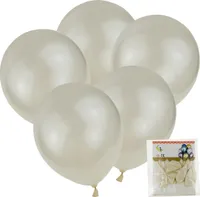 Tg53244B Balony Metaliczne 5Szt Białe Ecru Ślub Perłowe