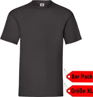 8er Pack FRUIT OF THE LOOM Valueweight T Herren Damen T-Shirt, Schwarz, Größe XL
