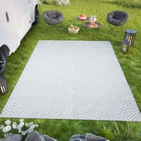 Teppich Outdoor Zweiseitig Wasserdicht Resistent Weiß Grau Picknick Strand Garten ÖKO-TEX 180 x 270 cm
