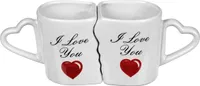Partnertasse I Love you Pärchen Tassen Set Herz Henkel Geschenk Valentinstag Verlobung Hochzeit