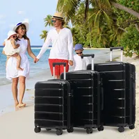 MERAX 3er Koffer-Set (20",24",28 Zoll), ABS+PC-Material, Doppelte 360°-Drehrollen, TSA-Schloss, Innenfächer – Ideal für Familien- und Geschäftsreisen