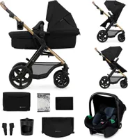 Kinderkraft MOOV 2 3-in-1 Kinderwagen - Umwandelbarer Sitz - Pannensichere Räder - Inklusive MINK PRO i-Size - Bis 27 kg - UPF50+ Verdeck - Schwarz