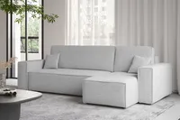 Sofa w kształcie L BEST narożnik tkanina Abriamo jasnoszary prawy