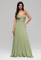 Ombre Elegantes Maxikleid mit Faltenrock grun XS