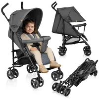 Lionelo Elia Buggy klein zusammenklappbar Kinderwagen Buggy bis 15 kg Rücken und Fußstützenverstellung Hinterradbremse Moskitonetz  - Graphite