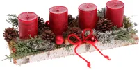 Adventsgesteck Birkenholz mit 4 Rustik-Kerzen rot CreaFlor Home