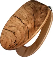 banjado Design WC Sitz Bambus 44x38x5cm - Trockenes Holz - Toilettendeckel/Toilettensitz Bambus - hochwertiger Bambus Klodeckel/WC-Sitz mit Universal Scharnieren für alle gängigen Toiletten [TDB 10787]